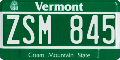 VT license plate ZSM845