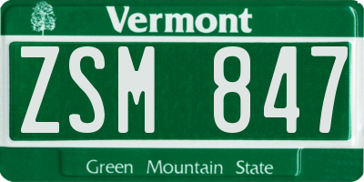 VT license plate ZSM847