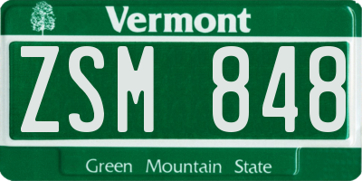 VT license plate ZSM848