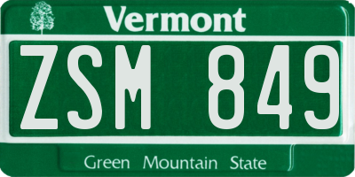 VT license plate ZSM849
