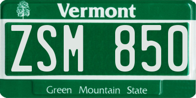 VT license plate ZSM850
