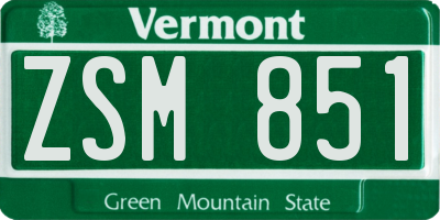 VT license plate ZSM851