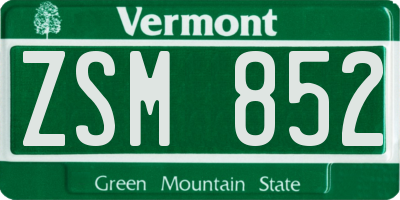 VT license plate ZSM852