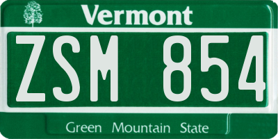 VT license plate ZSM854