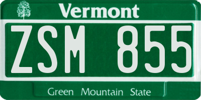 VT license plate ZSM855