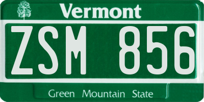 VT license plate ZSM856