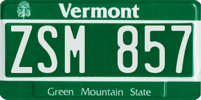 VT license plate ZSM857