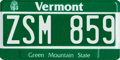 VT license plate ZSM859
