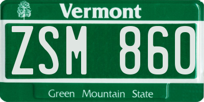 VT license plate ZSM860