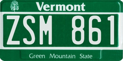 VT license plate ZSM861