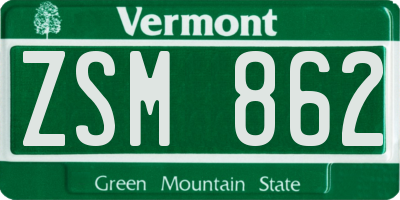 VT license plate ZSM862