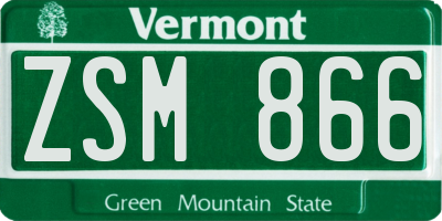 VT license plate ZSM866