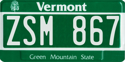 VT license plate ZSM867