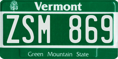 VT license plate ZSM869