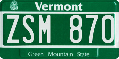 VT license plate ZSM870