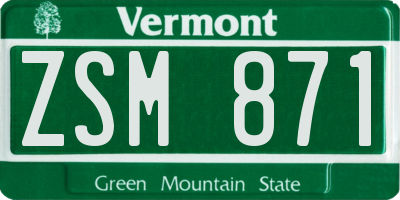 VT license plate ZSM871