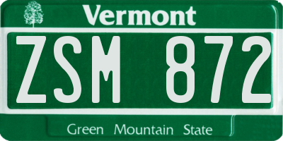 VT license plate ZSM872