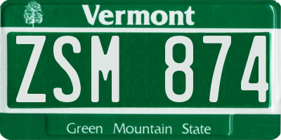 VT license plate ZSM874