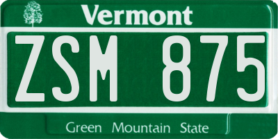 VT license plate ZSM875