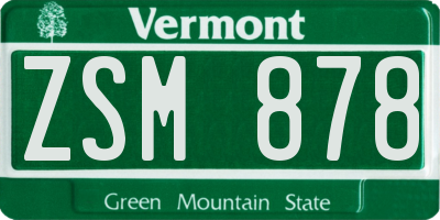 VT license plate ZSM878