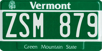 VT license plate ZSM879