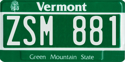 VT license plate ZSM881