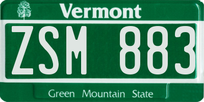 VT license plate ZSM883