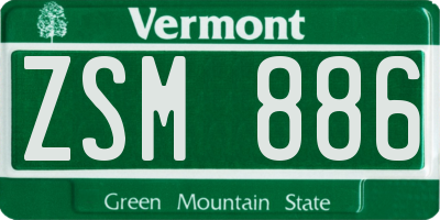 VT license plate ZSM886