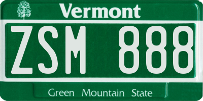 VT license plate ZSM888