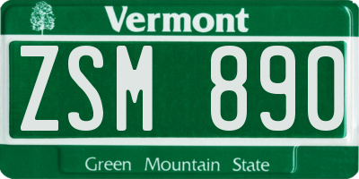 VT license plate ZSM890