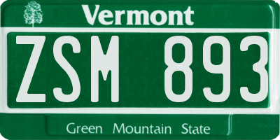 VT license plate ZSM893
