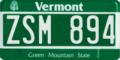 VT license plate ZSM894