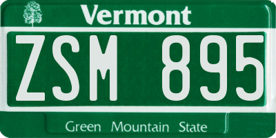 VT license plate ZSM895