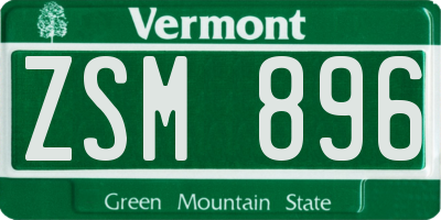 VT license plate ZSM896