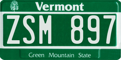 VT license plate ZSM897