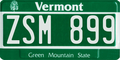 VT license plate ZSM899