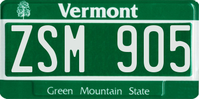 VT license plate ZSM905