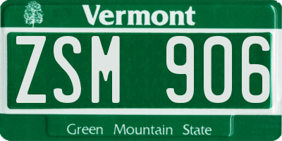 VT license plate ZSM906