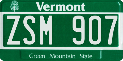 VT license plate ZSM907
