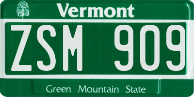 VT license plate ZSM909