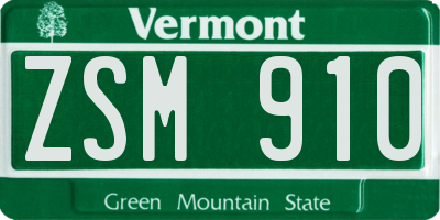 VT license plate ZSM910