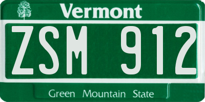 VT license plate ZSM912