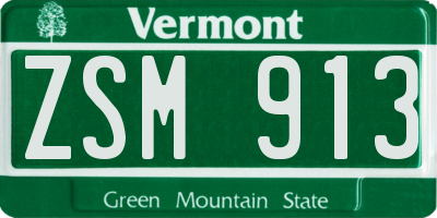 VT license plate ZSM913