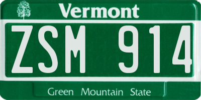 VT license plate ZSM914