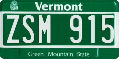 VT license plate ZSM915