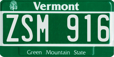 VT license plate ZSM916