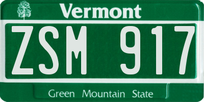 VT license plate ZSM917