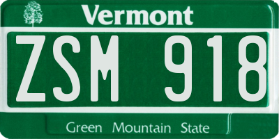 VT license plate ZSM918