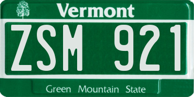 VT license plate ZSM921