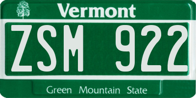 VT license plate ZSM922